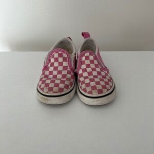 Checkered pink vans toddler slip on sneakers